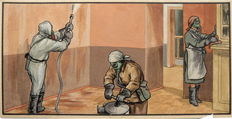 Коровяков Иван Павлович. Четыре эскиза к плакату "МПВО"